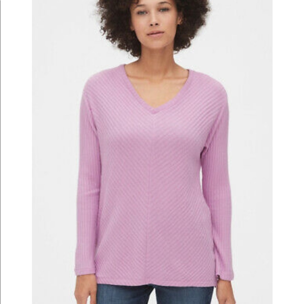 Gap Textured V-Neck Long Sleeve Pullover Super Soft